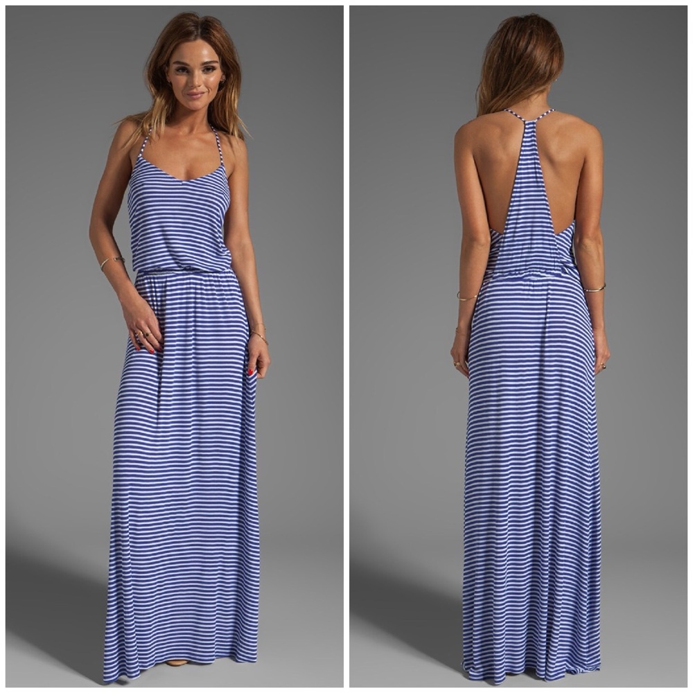 Rachel Pally Graciella Ribbed Jersey Knit Maxi Dress in Solid Blue - Picture 4 of 5